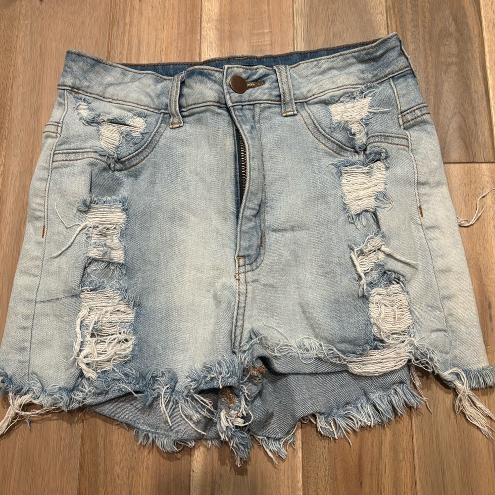 Fashion Nova High Rise Distressed Shorts